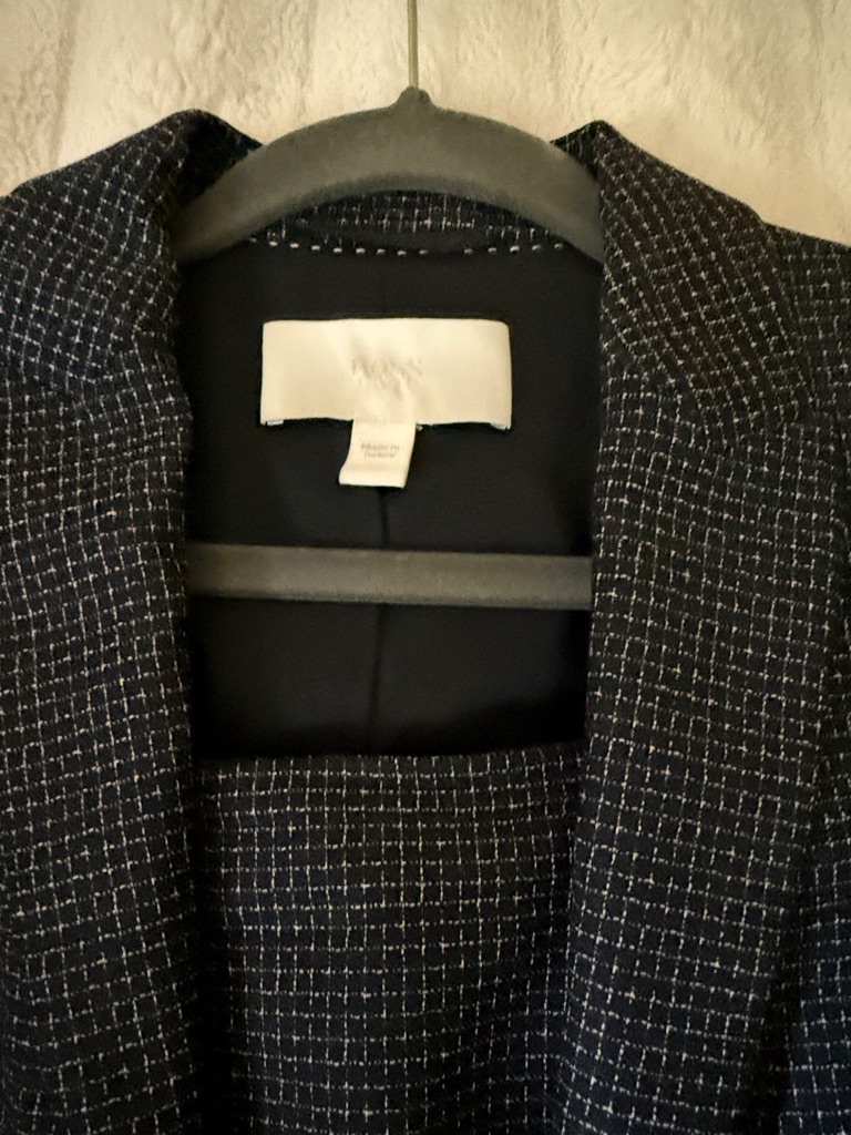 Hugo Boss Textured Navy Tweed Blazer - Classic Grid Pattern